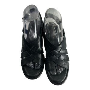 Born Women's Black Slingback Strappy Leather  Sandals Size 8 Preowned Like New